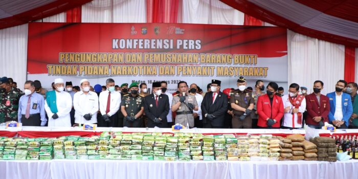 Polda Sumut Musnahkan 253 Kg Sabu, Ganja 60 Kg, 33 Ribu Ekstasi 