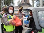 Sambut HUT Lalulintas Bhayangkara ke-67 , Polres Tanah Karo Bagikan Paket Sembako