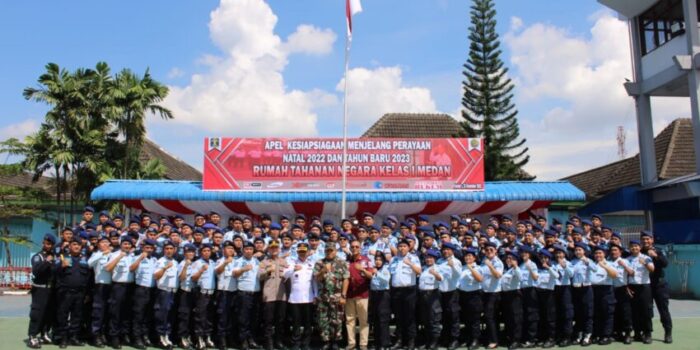 Rutan kelas 1 Medan Gelar Kegiatan Apel kesiapsiagaan Menjelang Perayaan Natal 2022 dan Tahun Baru 2023