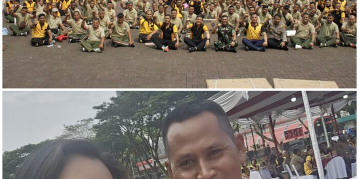 Sinergitas TNI– Polri, Kapolsek Tuntungan dan Danramil 07/MT Ikuti Kegiatan Senam Bersama di Lapangan Benteng