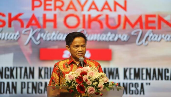 Pj Gubernur Hassanudin Ajak Umat Kristiani Sumut Bangun Kemandirian Ekonomi di Perayaan Paskah Oikumene