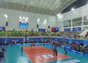 Pertandingan Medan Falcons melawan Jakarta Electric PLN pada laga Proliga 2026 di GOR Sumut Sport Center Medan