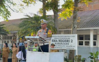 Satlantas Polres Tanah Karo sosialisasi keselamatan lalu lintas di SMAN 2 Kabanjahe
